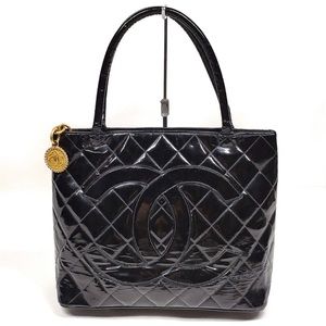 Authentic Chanel Medallion Black Enamel